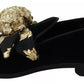 Dolce & Gabbana Black Velvet Gold Sequin Embellished Loafers Shoes