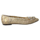 Dolce & Gabbana Gold Lace Crystal Ballet Loafers Shoes