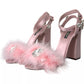 Dolce & Gabbana Pink Turkey Feather Embellished Sandals Shoes