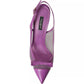 Dolce & Gabbana Purple Leather Mesh High Heels Slingback Shoes