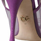 Dolce & Gabbana Purple Leather Mesh High Heels Slingback Shoes