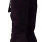 Dolce & Gabbana Purple Suede Leather Studded High Boots Shoes