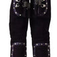 Dolce & Gabbana Purple Suede Leather Studded High Boots Shoes