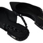 Dolce & Gabbana Black Flats Crystal Slingback Charmeuse Shoes