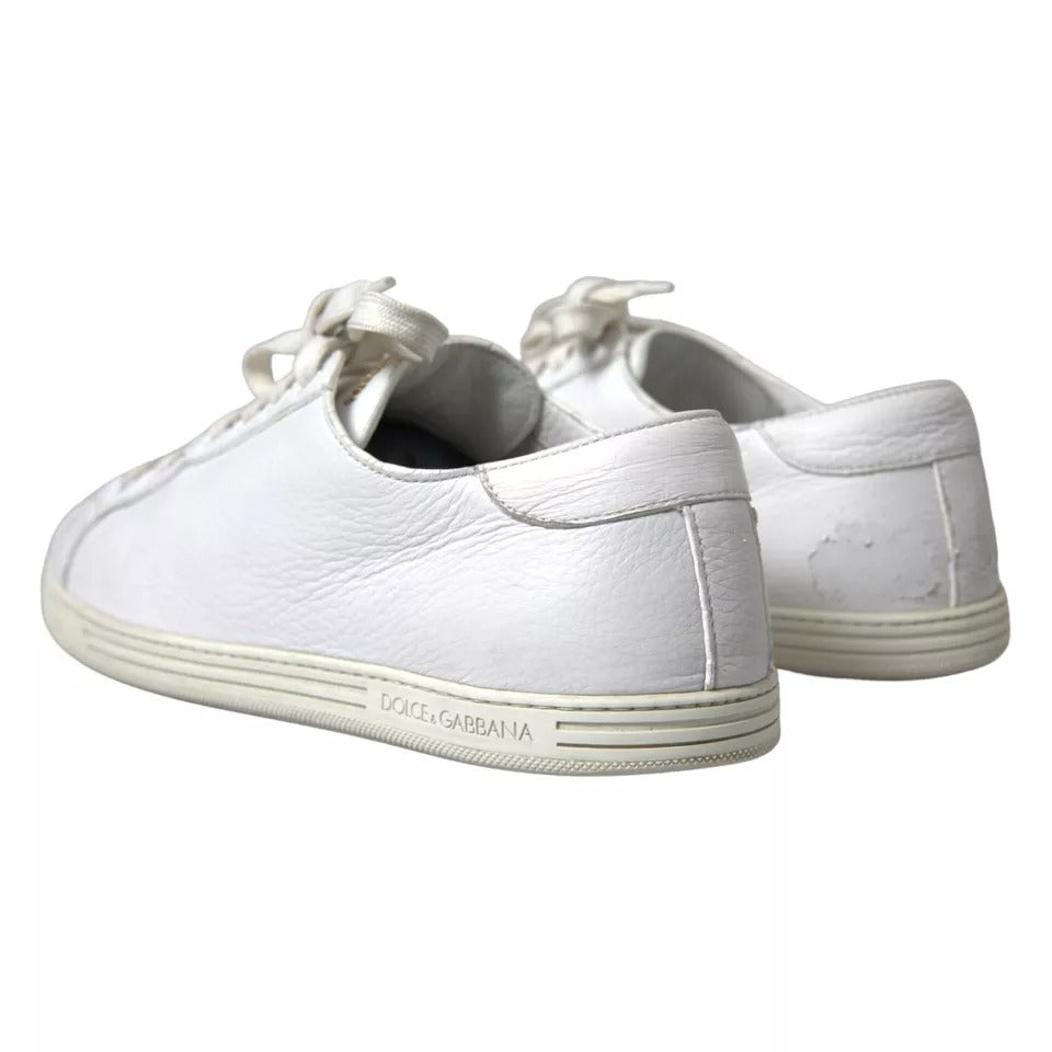 Dolce & Gabbana White Leather Lace Up Sneakers Saint Tropez Shoes