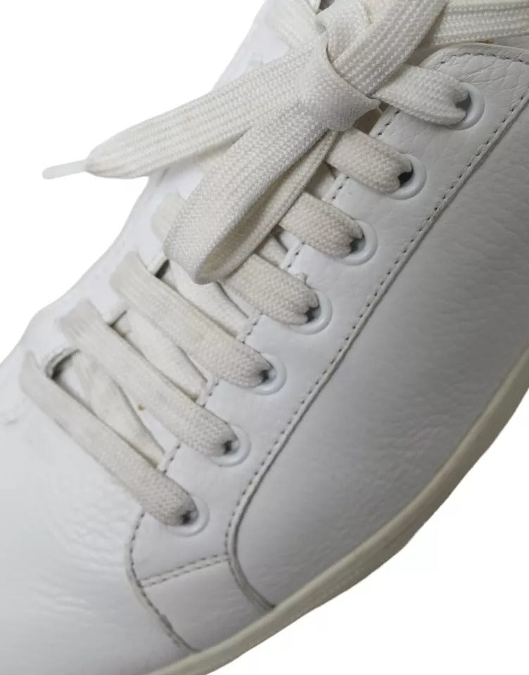 Dolce & Gabbana White Leather Lace Up Sneakers Saint Tropez Shoes