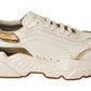 Dolce & Gabbana White Gold Leather Sport DAYMASTER Sneakers Shoes