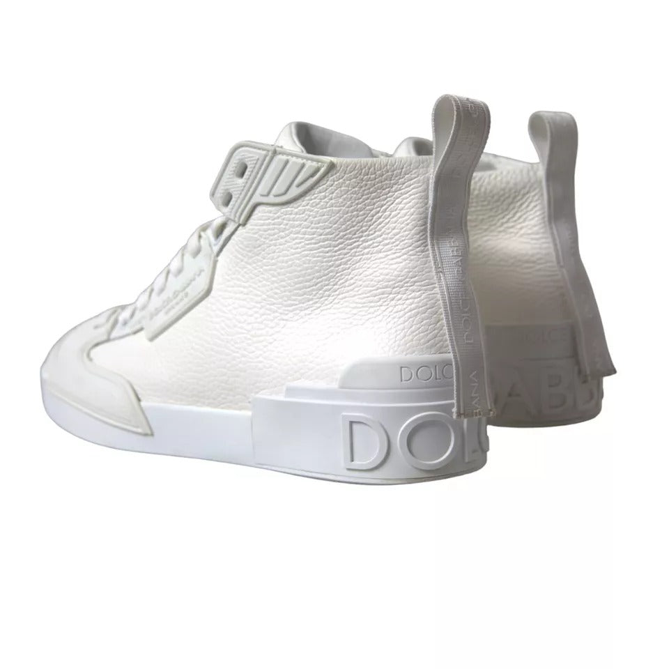 Dolce & Gabbana White Leather High Top Men Sneakers Shoes