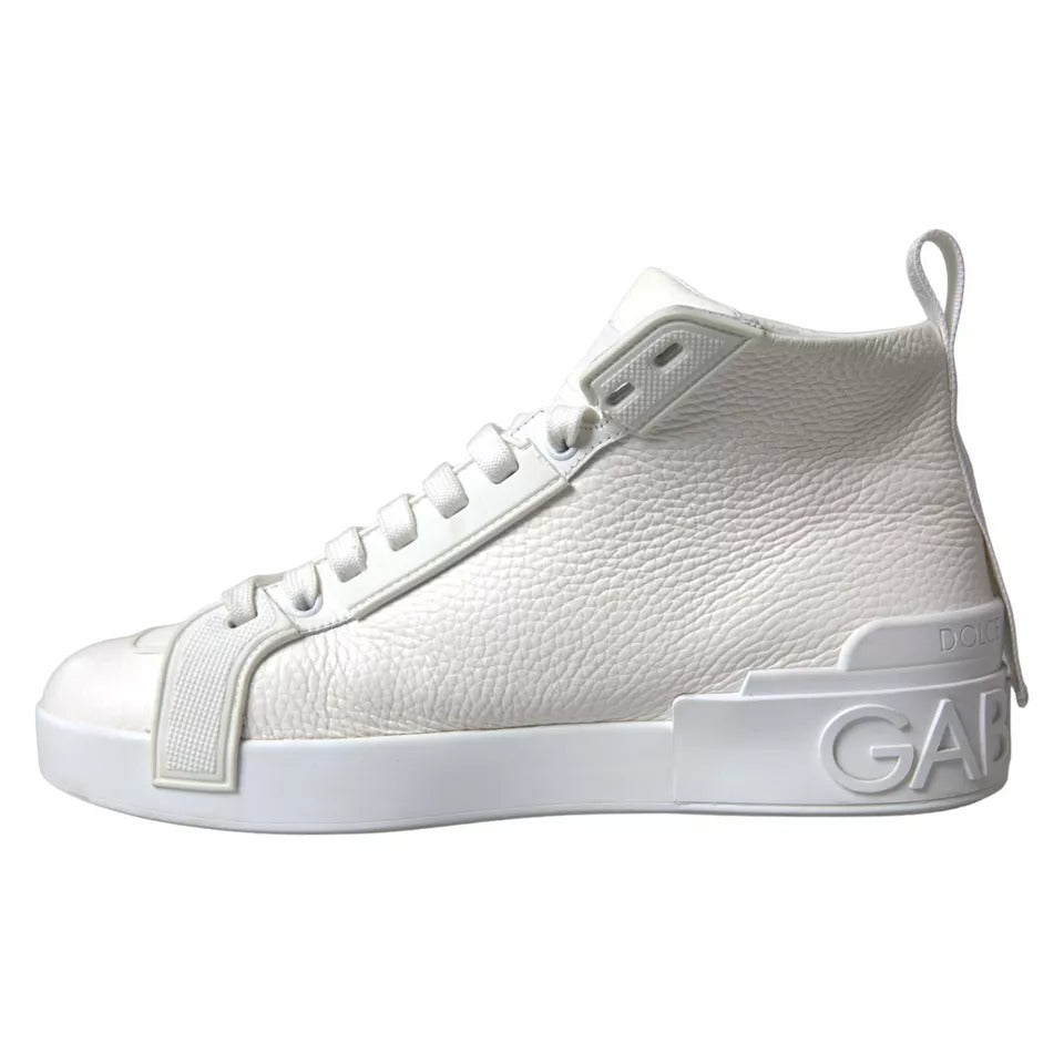 Dolce & Gabbana White Leather High Top Men Sneakers Shoes