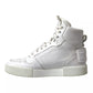 Dolce & Gabbana White Leather High Top Men Logo Sneakers Shoes