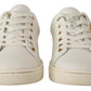 Dolce & Gabbana White Leather Gold Red Heart Sneakers Shoes