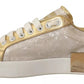 Dolce & Gabbana White Portofino Mother Of Pearl Sneakers Casual Shoes