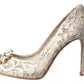 Dolce & Gabbana White Taormina Lace Crystal Heels Pumps Shoes