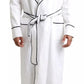 Dolce & Gabbana White Linen Belted Robe DG Logo Sleepwear