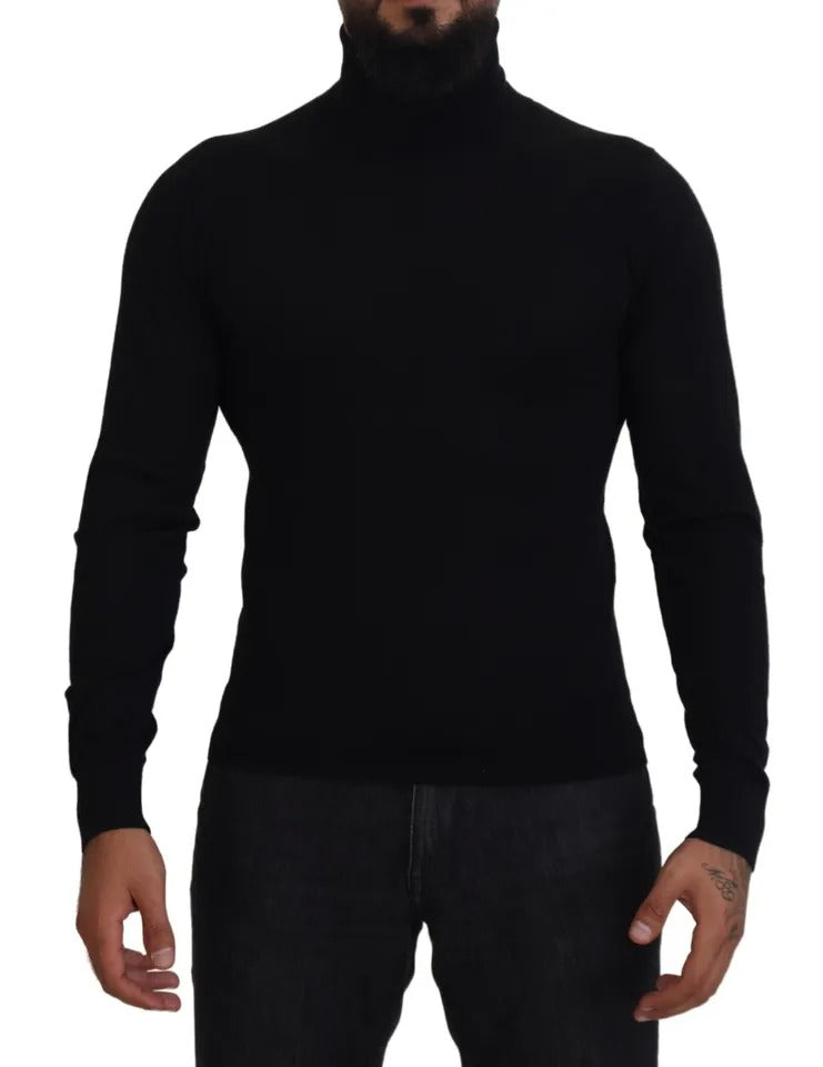 Dolce & Gabbana Black Cashmere Turtleneck Pullover Sweater