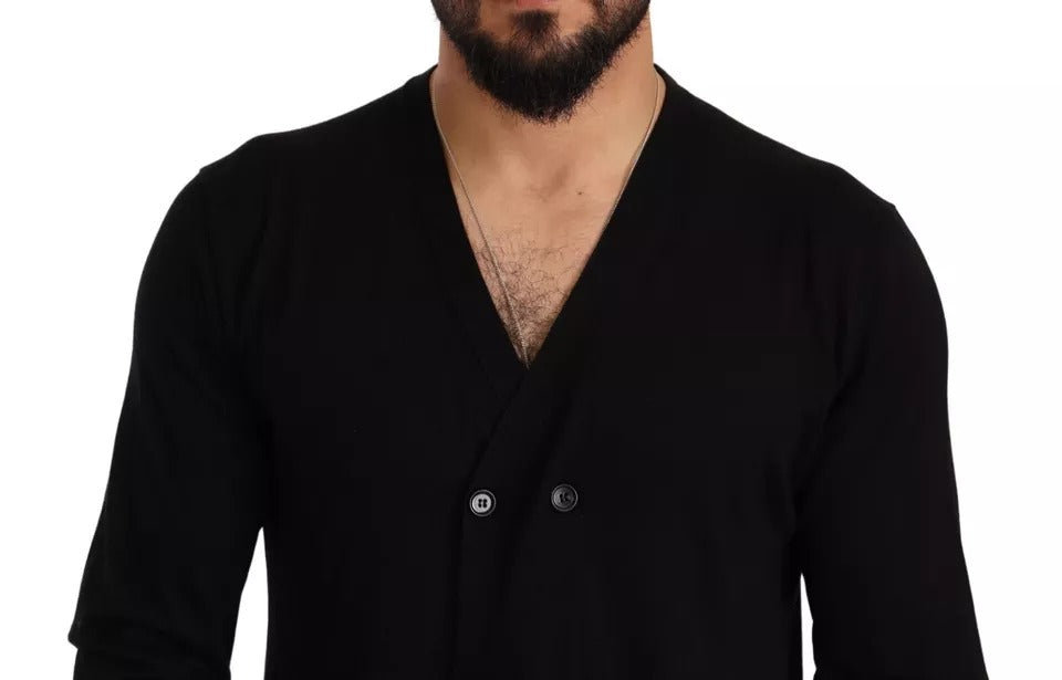 Dolce & Gabbana Black Double Breasted Cardigan Sweater