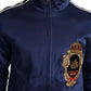 Dolce & Gabbana Blue Heraldic Patch Striped King Bee Sweater