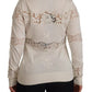 Dolce & Gabbana Off White Lace Button Down Cardigan Sweater