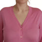 Dolce & Gabbana Pink 100% Silk Button Down Cardigan Sweater