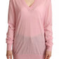 Dolce & Gabbana Pink V-neck Women Pullover Cashmere Sweater