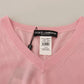 Dolce & Gabbana Pink V-neck Women Pullover Cashmere Sweater