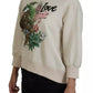 Dolce & Gabbana Beige Jungle Printed Pullover Cotton Sweater