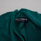 Dolce & Gabbana Dark Green Turtleneck Cropped Pullover Sweater