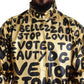 Dolce & Gabbana Gold Logo Print Turtleneck Pullover Sweater