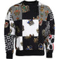 Dolce & Gabbana Multicolor Crown Print Patchwork Sweatshirt Sweater