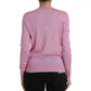 Dolce & Gabbana Pink Floral Crew Neck Button Cardigan Sweater