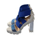 Christian Louboutin Patrouigoma 100 Blue White Rubber And Elastic Platform Heels