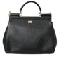 Dolce & Gabbana Black Leather #DGFamily Patch Top Handle Bag