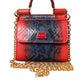 Dolce & Gabbana Red Blue Exotic Leather SICILY Microbag Crossbody Bag