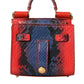 Dolce & Gabbana Red Blue Exotic Leather SICILY Microbag Crossbody Bag