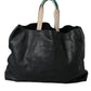 Dolce & Gabbana Black Leather #DGFamily Patch Shopping Tote Bag