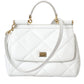 Dolce & Gabbana White Quilted Leather SICILY Hand Shoulder Purse Satchel Bag