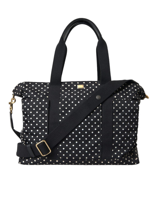 Dolce & Gabbana Black Polka Dot Changing Mat Baby Duffle Bag