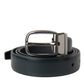 Dolce & Gabbana Black Leather Silver Metal Buckle Belt Men