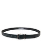 Dolce & Gabbana Black Leather Silver Metal Buckle Belt Men