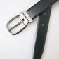 Dolce & Gabbana Black Leather Silver Metal Buckle Belt Men