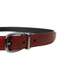 Dolce & Gabbana Brown Leather Silver Metal Buckle Belt Men