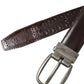 Dolce & Gabbana Dark Brown Perforated Leather Metal Buckle Belt Men