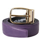 Dolce & Gabbana Purple Leather Gold Metal Buckle Belt Men