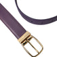 Dolce & Gabbana Purple Leather Gold Metal Buckle Belt Men