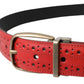 Dolce & Gabbana Red Perforated Leather Metal Buckle Belt Men