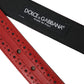 Dolce & Gabbana Red Perforated Leather Metal Buckle Belt Men