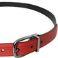 Dolce & Gabbana Red Leather Silver Metal Buckle Belt Men