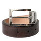 Dolce & Gabbana Brown Croc Leather Silver Metal Buckle Belt Men