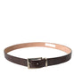 Dolce & Gabbana Brown Croc Leather Silver Metal Buckle Belt Men