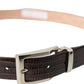 Dolce & Gabbana Brown Croc Leather Silver Metal Buckle Belt Men